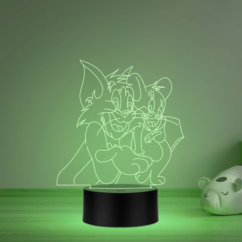 3D Illusion Cartoon Tom & Jerry Led Night Lamp 16 Color Changing Light with Remote Control  Best Gift for Children Girls Boys Kids Room Decoration